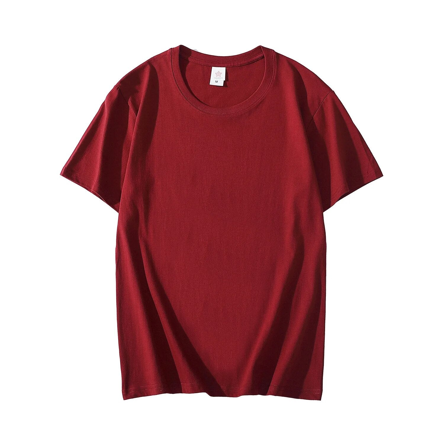 Men's Brand New T-shirt Short Sleeve Pure Color T-shirts Red
